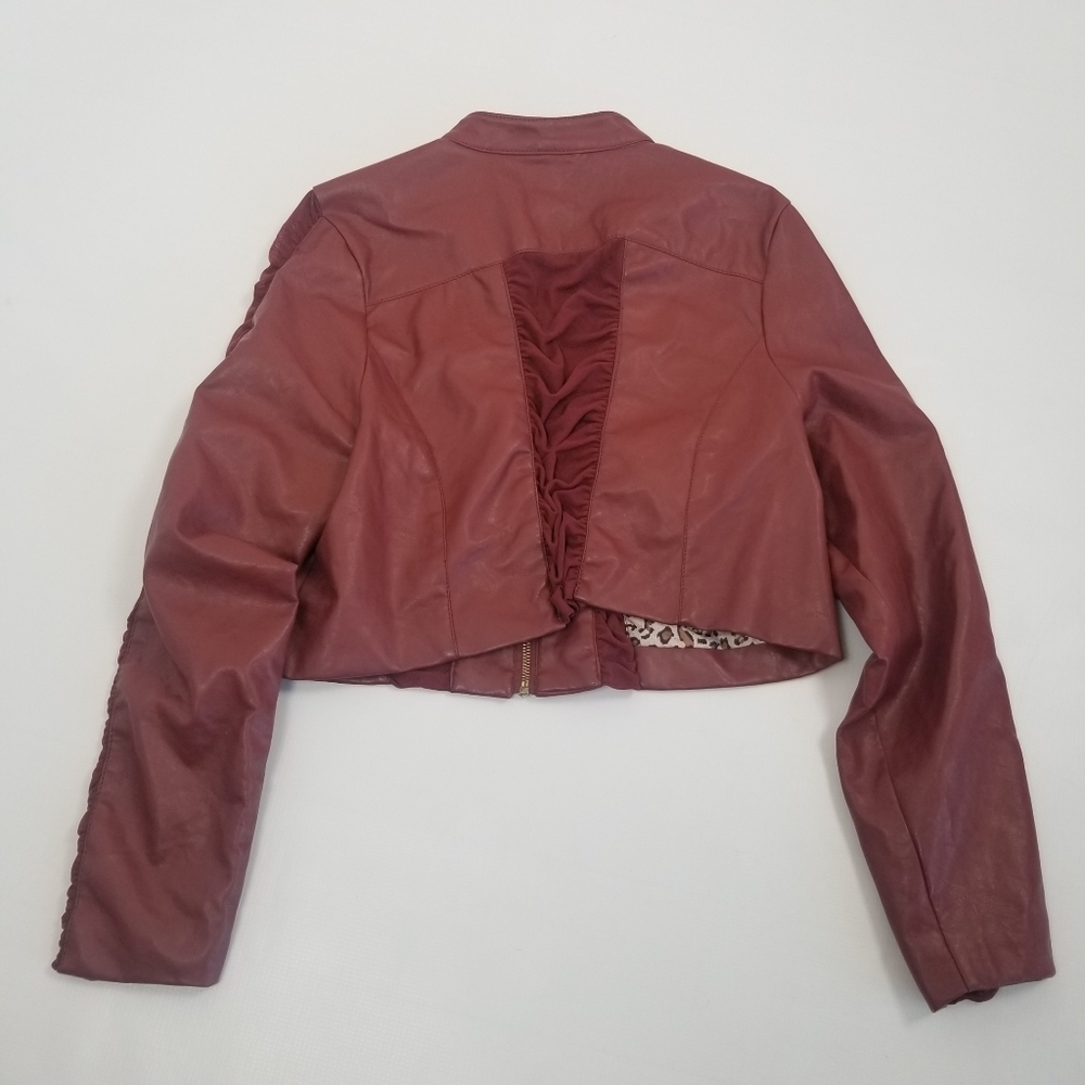 New Look Faux Leather Cropped Jacket Mesh Insets 1X Runs Small NWOT